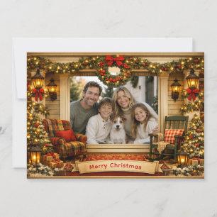 Vintage Christmas Family Photo Holiday Card