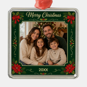 Vintage Christmas Family Photo Metal Ornament