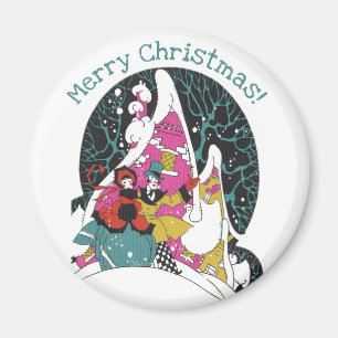Vintage Christmas, Fancy Victorian Town People Magnet