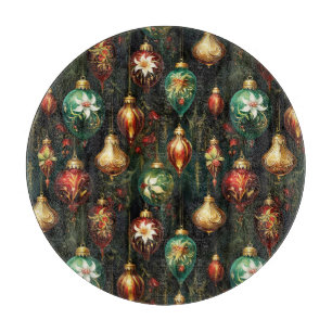 Vintage Christmas fantasy Floral Ornaments Pattern Cutting Board