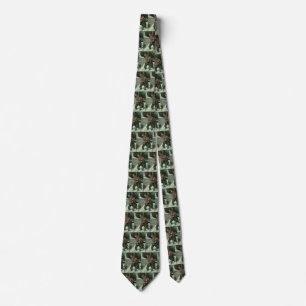 Vintage Christmas, Father and Son Cut Down a Tree Tie