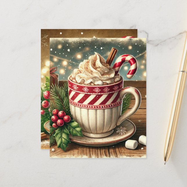Vintage Christmas Festive Hot Chocolate Scrapbook (Front/Back In Situ)