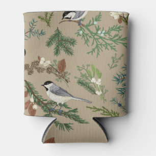 Vintage Christmas: Floral Juniper Mistletoe. Can Cooler