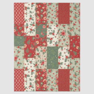 Vintage Christmas Floral Quilt Pattern Decoupage Tissue Paper