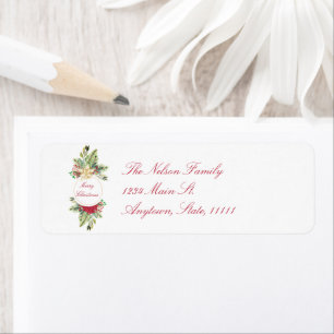 Vintage Christmas floral Return Address Label
