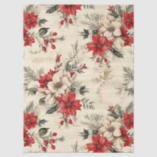 Vintage Christmas Florals Decoupage Tissue Paper