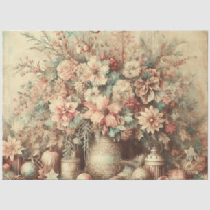 Vintage Christmas Florals Decoupage Tissue Paper