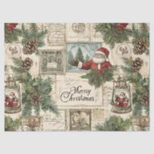 Vintage Christmas Florals & Santa Decoupage 