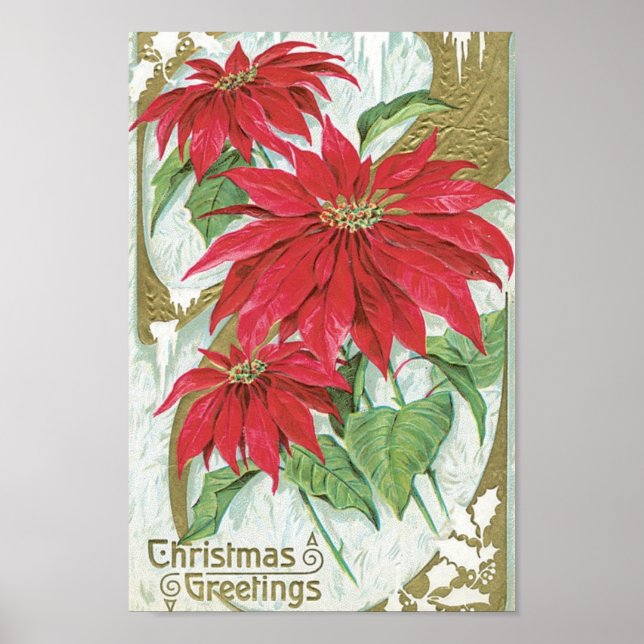 Vintage Christmas Flowers Poster (Front)