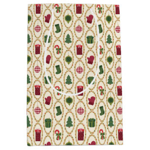 Vintage Christmas Frames Medium Gift Bag