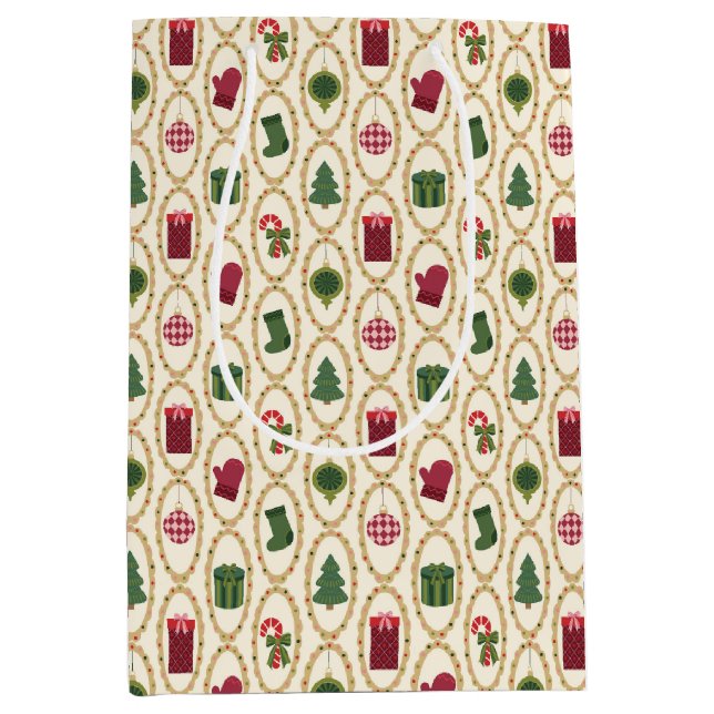 Vintage Christmas Frames Medium Gift Bag (Front)