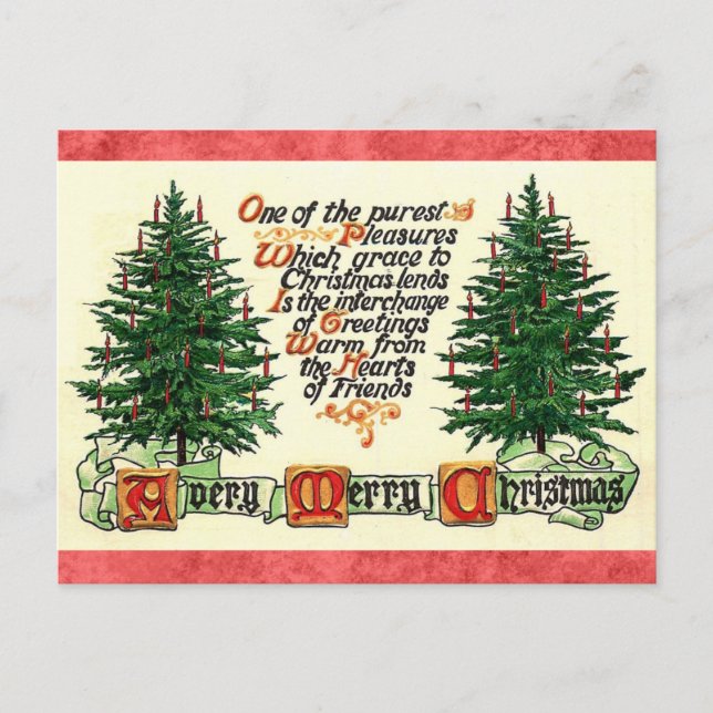 Vintage Christmas Friends Friendship Greetings Postcard (Front)