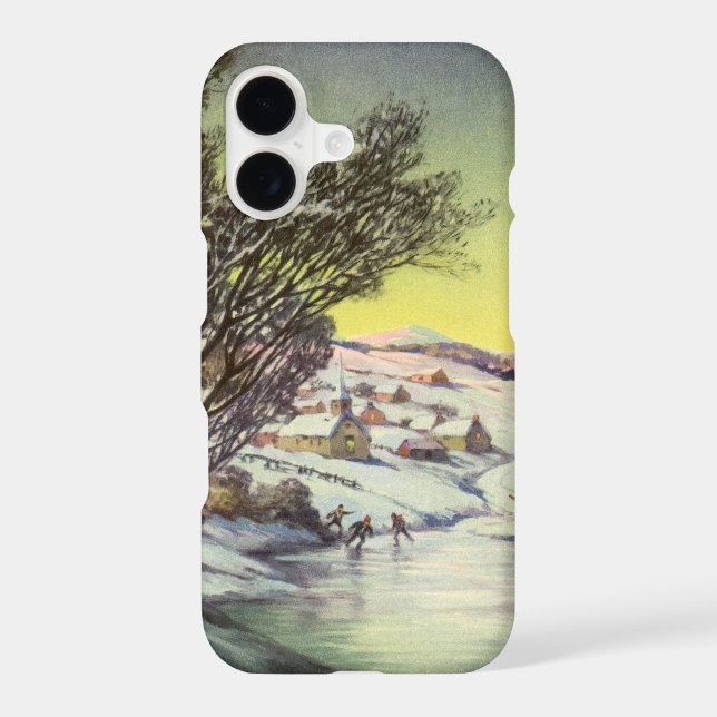 Vintage Christmas,  Frozen Lake with Ice Skaters (Back)