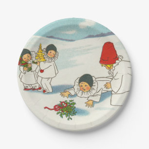 Vintage Christmas funny Holiday Paper Plate