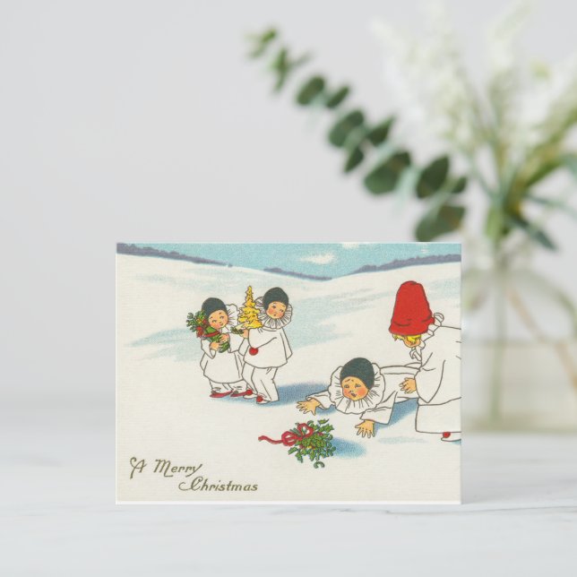 Vintage Christmas funny Holiday Postcard (Standing Front)