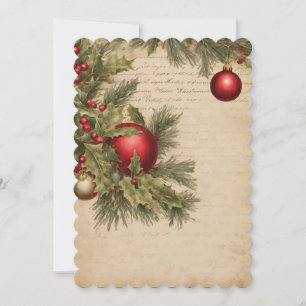 Vintage Christmas Fussy Cutting Image Invitation