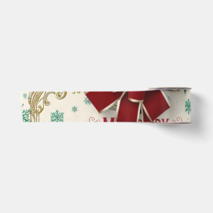 Vintage Christmas Gift Wrapping Paper Satin Ribbon