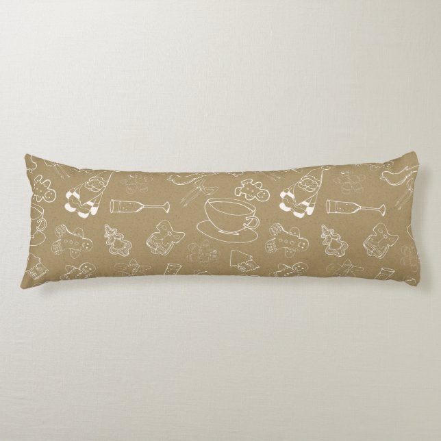 vintage christmas Gingerbread Man and santa Body Cushion (Front)