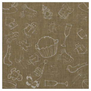 vintage christmas Gingerbread Man and santa Fabric