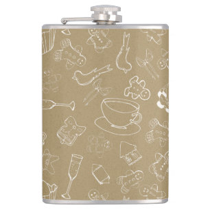 vintage christmas Gingerbread Man and santa Hip Flask