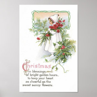 Vintage Christmas Girl Poster