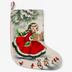Vintage Christmas Girl Stocking