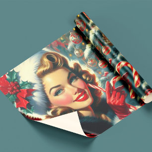 Vintage Christmas Girl Wrapping Paper