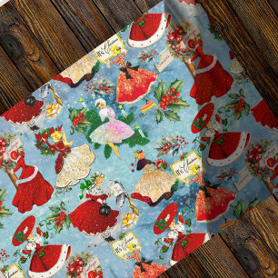 Vintage Christmas Girls  Wrapping Paper