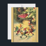 Vintage Christmas Gnomes Dancing Around Mushroom Holiday Card<br><div class="desc">Vintage Christmas Gnomes Dancing Around Mushroom Holiday Card.</div>