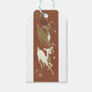 Vintage Christmas Gold Reindeer Gift Tags