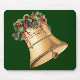 Vintage Christmas Golden Bells, Season's Greetings Mouse Pad