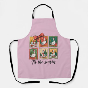 Vintage Christmas Goose Retro Tis The Season Apron