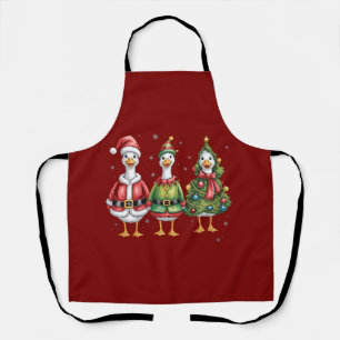 Vintage Christmas Goose Santa Duck Silly Goose Apron