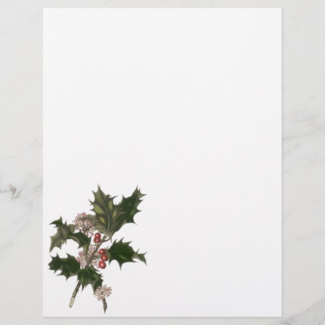 Vintage Christmas, Green Holly Plant with Berries Flyer (Front)