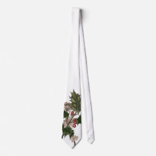 Vintage Christmas, Green Holly Plant with Berries Tie