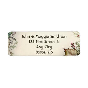 Vintage Christmas Greenery Floral Return Address Label