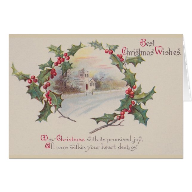 Vintage Christmas Greeting Card (Front Horizontal)