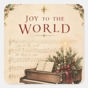 Vintage Christmas Greeting , Classical Music style Square Sticker