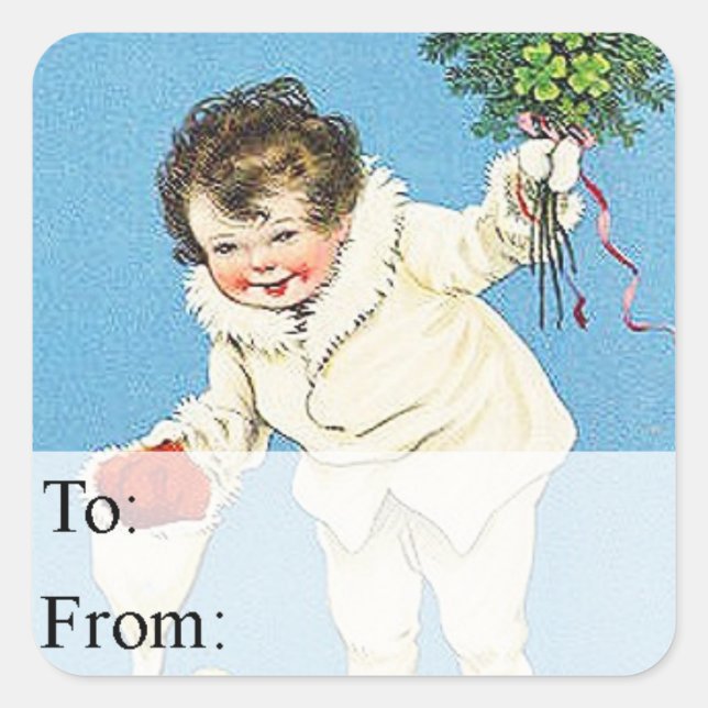 Vintage Christmas Greeting Gift Tag (Front)