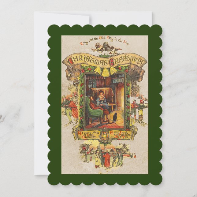 Vintage Christmas Greeting Party Invitation (Front)