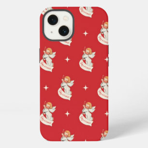 Vintage Christmas Greetings, Angels with Stars iPhone Case