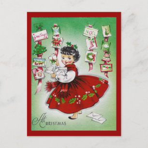 Vintage Christmas Greetings Holiday Postcard