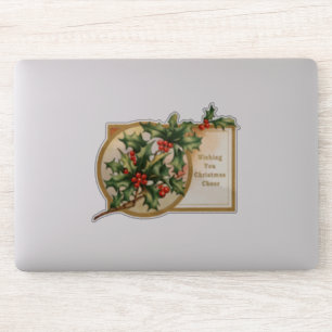 Vintage Christmas Greetings Holly Faux Gold
