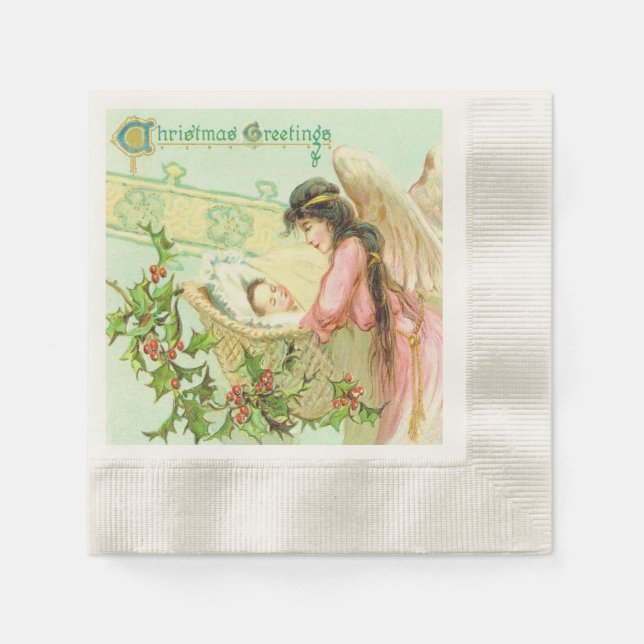 Vintage Christmas Greetings Napkin (Front)