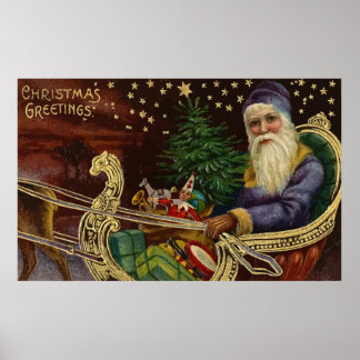 Vintage Christmas Greetings Poster