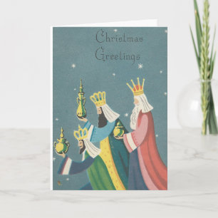 Vintage Christmas Greetings With Wise Men Holiday Card