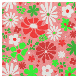 vintage christmas groovy 1960s floral snowflakes fabric