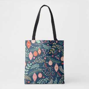 Vintage Christmas Hand Drawn Seamless Tote Bag