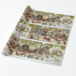 Vintage Christmas Hanukkah Holiday Winter Scene Wrapping Paper<br><div class="desc">Vintage winter scene.</div>