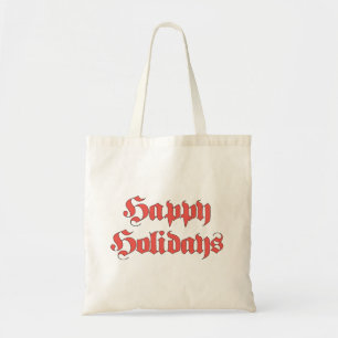 Vintage Christmas, Happy Holidays Text Red Letters Tote Bag
